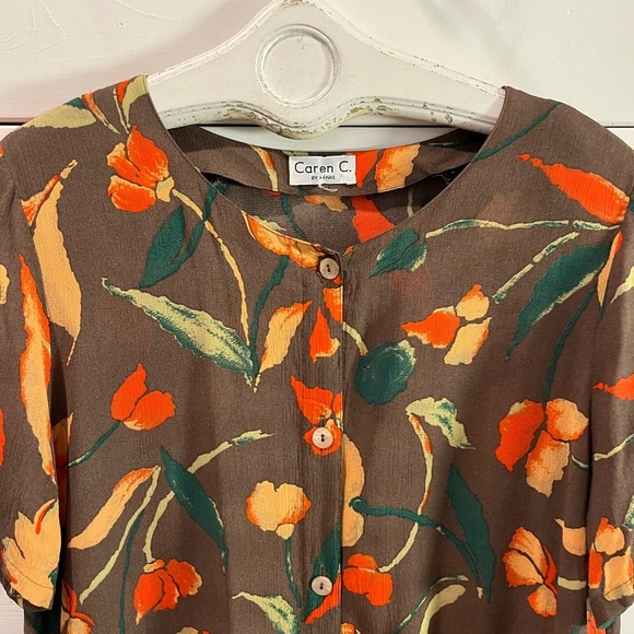 CAREN C. by Henke Floral Blouse - Size 16 - Picture 8 of 12